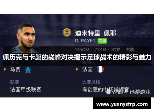 佩历克与卡磐的巅峰对决揭示足球战术的精彩与魅力